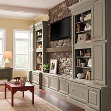 Gray Lawry cabinets in a living room